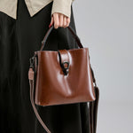 Winter Bucket Bag Shoulder Messenger with Leather and Polyester Cotton Lining - winter bucket bag shoulder messenger