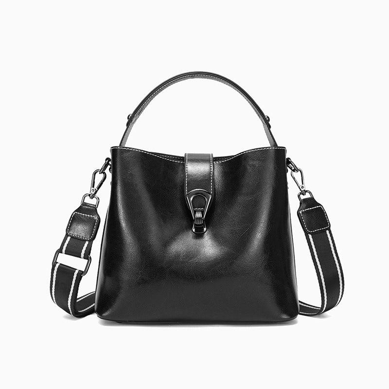 Winter Bucket Bag Shoulder Messenger with Leather and Polyester Cotton Lining - winter bucket bag shoulder messenger