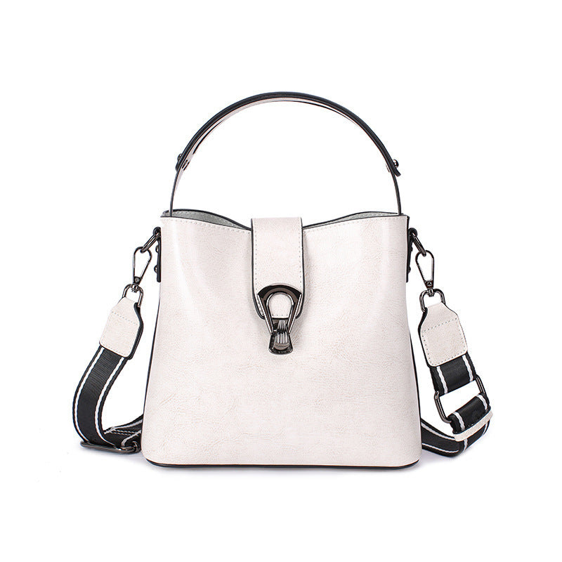 Winter Bucket Bag Shoulder Messenger with Leather and Polyester Cotton Lining - winter bucket bag shoulder messenger