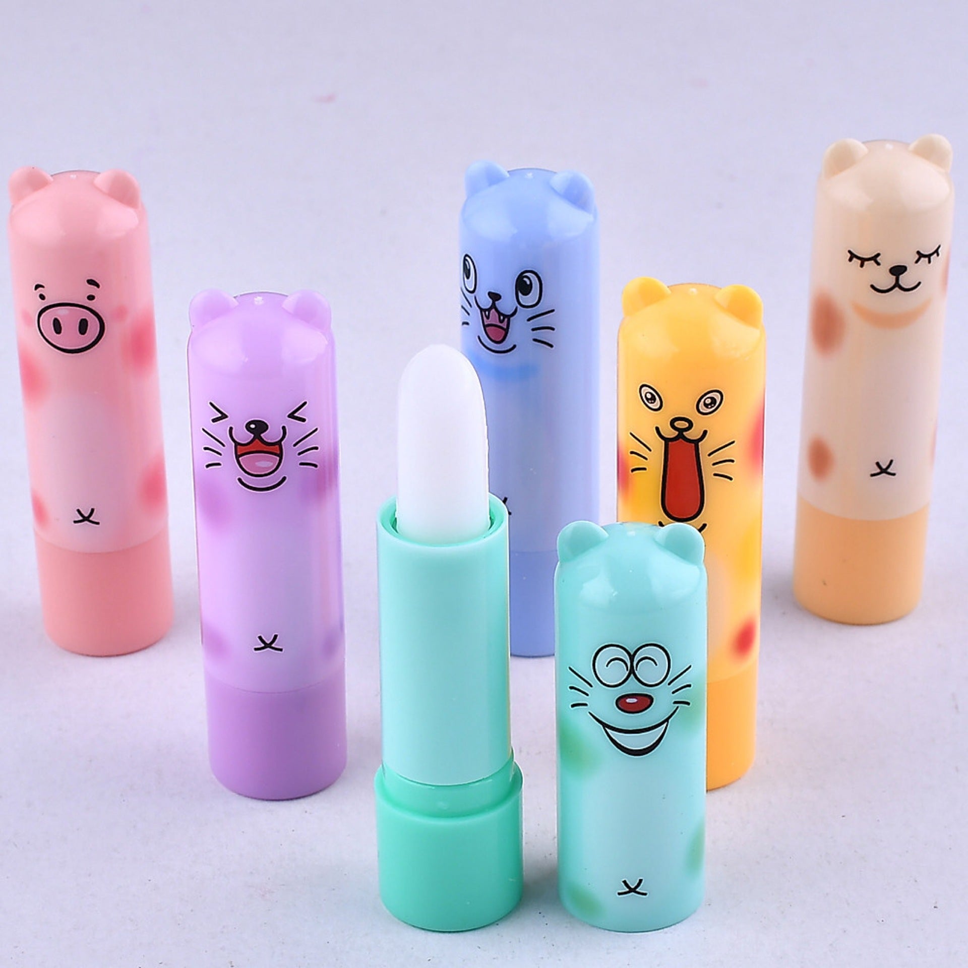 Winter cute bear colorless lip balm set for all skin types with mixed colors - Teleplus Cute Bear Colorless Lip Balm