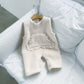 Winter Fleece-lined Infant Western Style Soft Thick Lambswool Lace Large Pockets Sleeveless Romper Jumpsuit - Snuggle