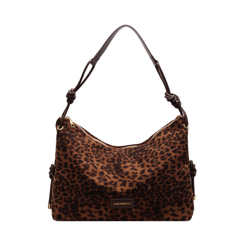 Winter Niche Shoulder Bag with Leopard Underarm Pillow and Polyester Lining - Teleplus winter niche shoulder underarm