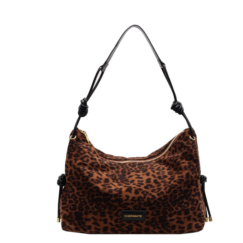 Winter Niche Shoulder Bag with Leopard Underarm Pillow and Polyester Lining - Teleplus winter niche shoulder underarm