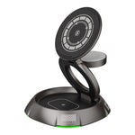Wireless Charger with Tarnish Blue Green Finish for United States and CHF - Three-in-One Phones Watches Headsets Fun!