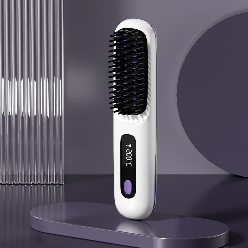 Wireless Hair Straightener Brush for Straight Comb Styling - Teleplus wireless hair straightener brush straight comb