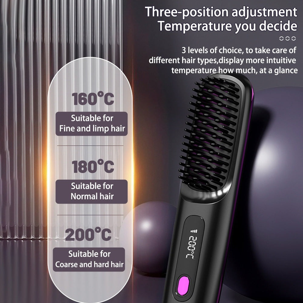 Wireless Hair Straightener Brush for Straight Comb Styling - Teleplus wireless hair straightener brush straight comb