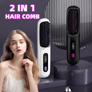 Wireless Hair Straightener Brush for Straight Comb Styling - Teleplus wireless hair straightener brush straight comb