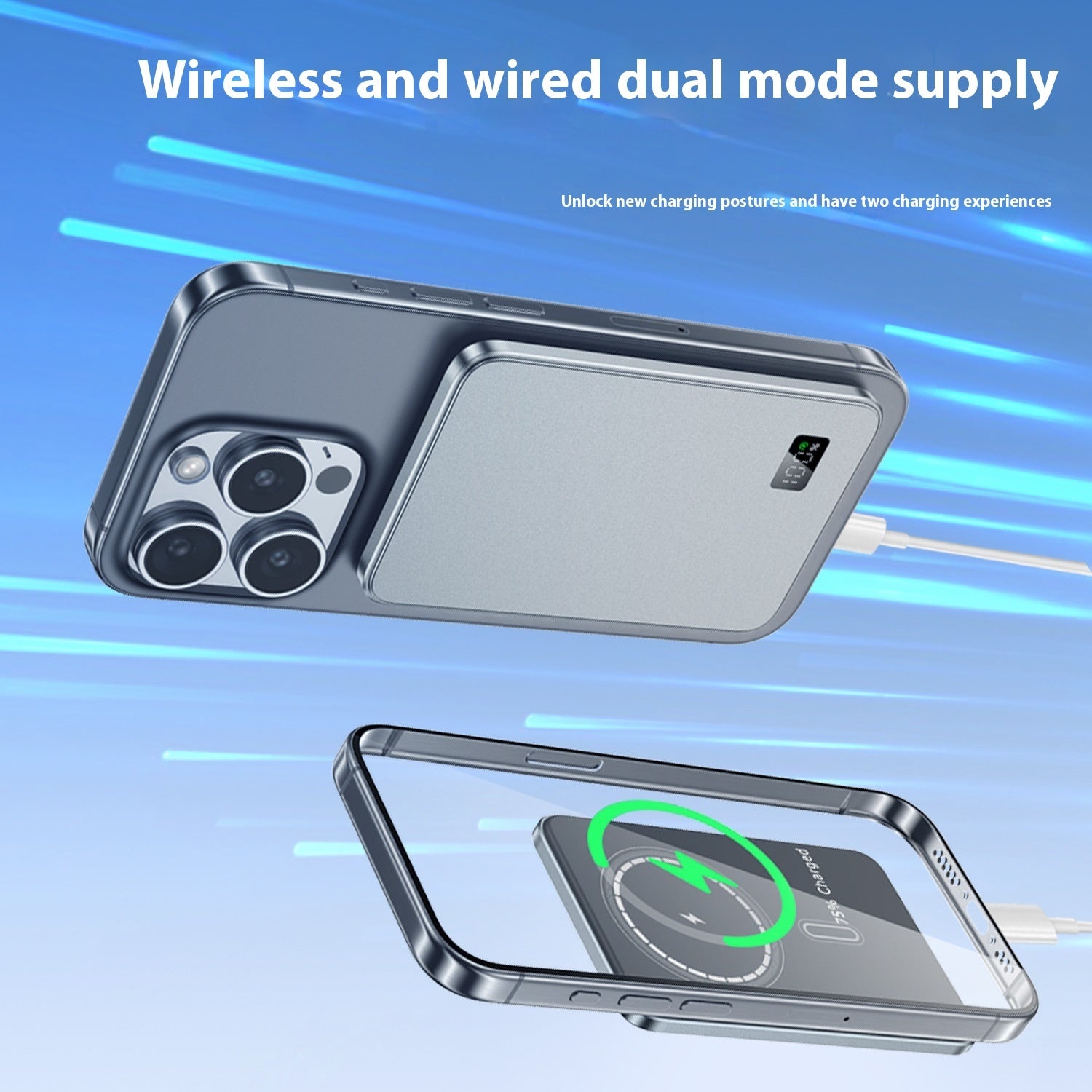 Wireless Magnetic Fast Charge Power Bank with Alloy Shell in Multiple Colors - wireless magnetic fast charge power bank