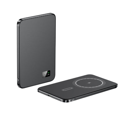 Wireless Magnetic Fast Charge Power Bank with Alloy Shell in Multiple Colors - wireless magnetic fast charge power bank
