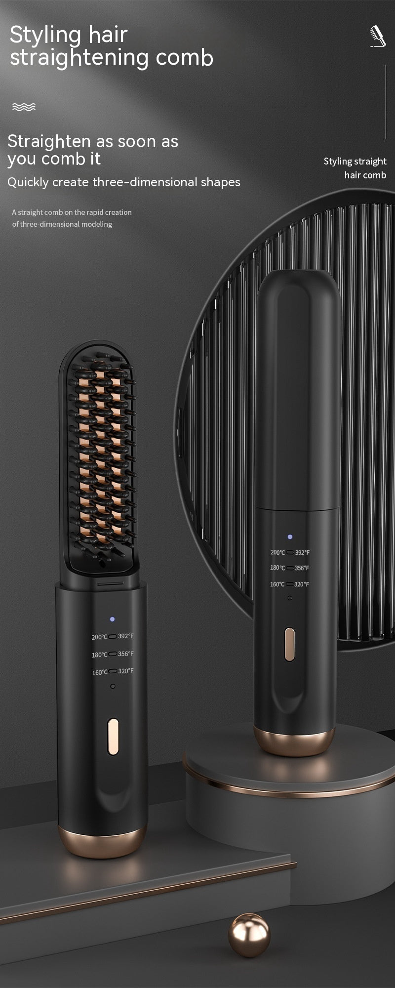 Wireless Negative Ion Straight Comb for Hair and Care - Teleplus wireless negative ion straight hair