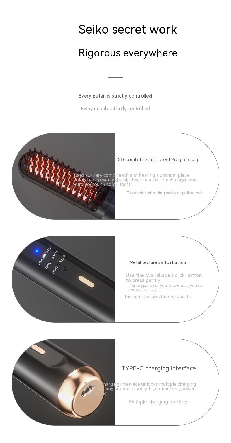 Wireless Negative Ion Straight Comb for Hair and Care - Teleplus wireless negative ion straight hair