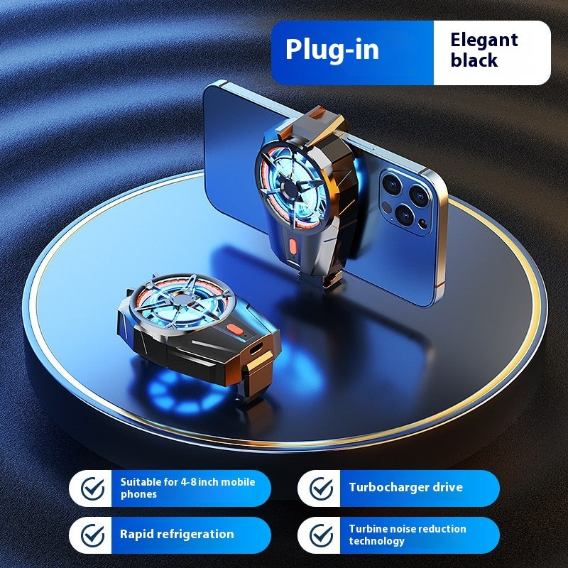 Wireless Phone Turbine Radiator with Cooling Fan Rechargeable Black - mobile phone turbine radiator wireless