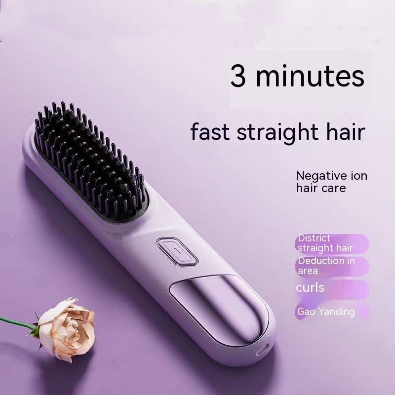 Wireless Straight Comb with Ceramic Glaze and Anion Hair Care Technology - wireless straight comb anion hair care