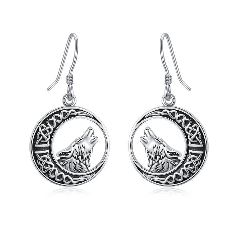 Wolf Celtic Moon Earrings United States Stylish Compact Chakra Jewelry - Wail with Style in Knot united states chf wolf