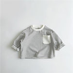 Women Baby Western Long Sleeve Striped Cotton Shirt in Various Lengths - women baby western style long sleeve
