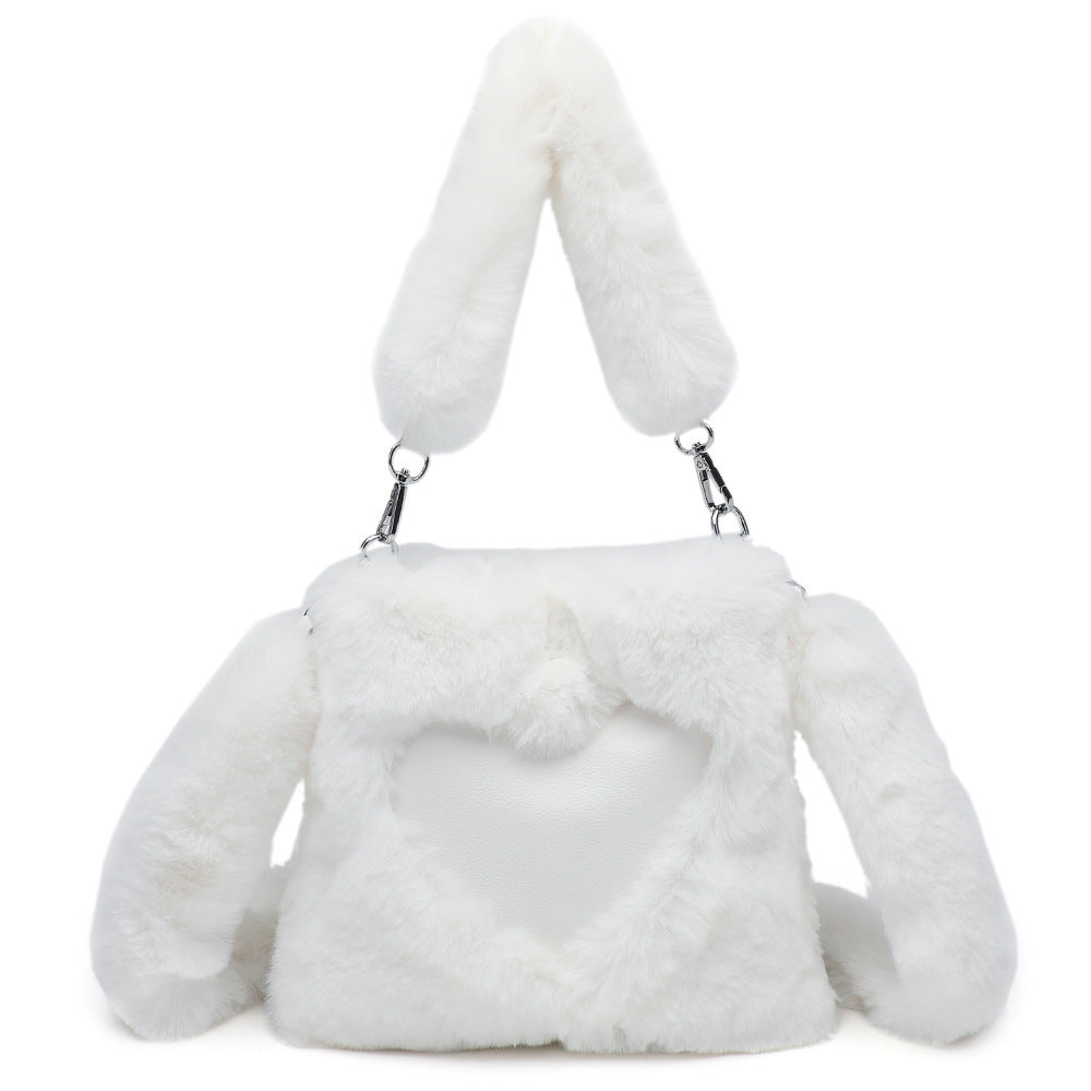 Women Fluffy Shoulder Bag Autumn Winter Handbag with Fuzzy Plush Material - women fluffy shoulder bag autumn winter