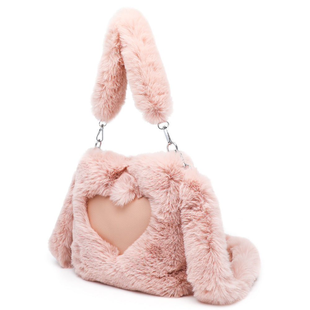 Women Fluffy Shoulder Bag Autumn Winter Handbag with Fuzzy Plush Material - women fluffy shoulder bag autumn winter