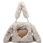 Women Fluffy Shoulder Bag Autumn Winter Handbag with Fuzzy Plush Material - women fluffy shoulder bag autumn winter