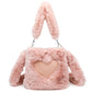 Women Fluffy Shoulder Bag Autumn Winter Handbag with Fuzzy Plush Material - women fluffy shoulder bag autumn winter