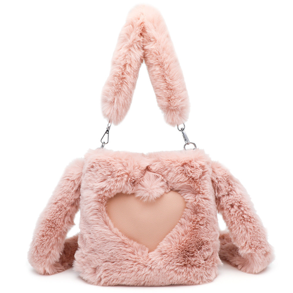 Women Fluffy Shoulder Bag Autumn Winter Handbag with Fuzzy Plush Material - women fluffy shoulder bag autumn winter