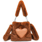 Women Fluffy Shoulder Bag Autumn Winter Handbag with Fuzzy Plush Material - women fluffy shoulder bag autumn winter