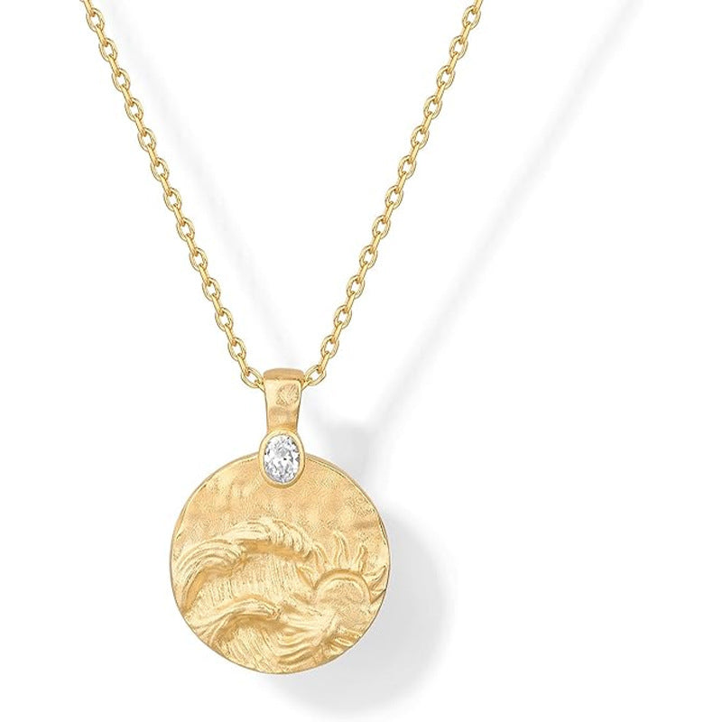 Women’s 14K Carved Coin Pendant Necklace XINGX - Women’s 14K Carved Coin Pendant Necklace XINGX