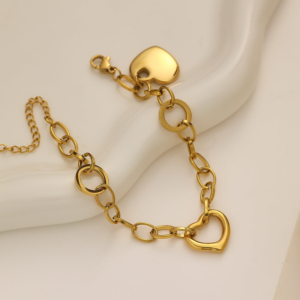 Women’s 18K Gold-plated Heart-shaped Bracelet - Women’s 18K Gold-plated Heart Bracelet Jewelry