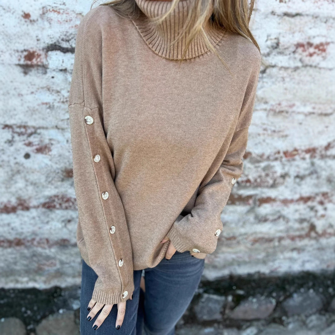 Womens Cotton Button Pullover Long Sleeve Top Casual Loose Fit Blouse - Teleplus