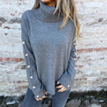 Womens Cotton Button Pullover Long Sleeve Top Casual Loose Fit Blouse - Teleplus