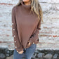 Womens Cotton Button Pullover Long Sleeve Top Casual Loose Fit Blouse - Teleplus