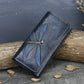 Women’s Dark Blue Leather Wallet with Opening Lock for the United States - Butterfly Wallets: For Classy Ladies Who Fly