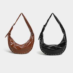 Womens Dumpling Bag Black Dark Brown PU Leather Underarm Shoulder Purse - Teleplus dumpling bag