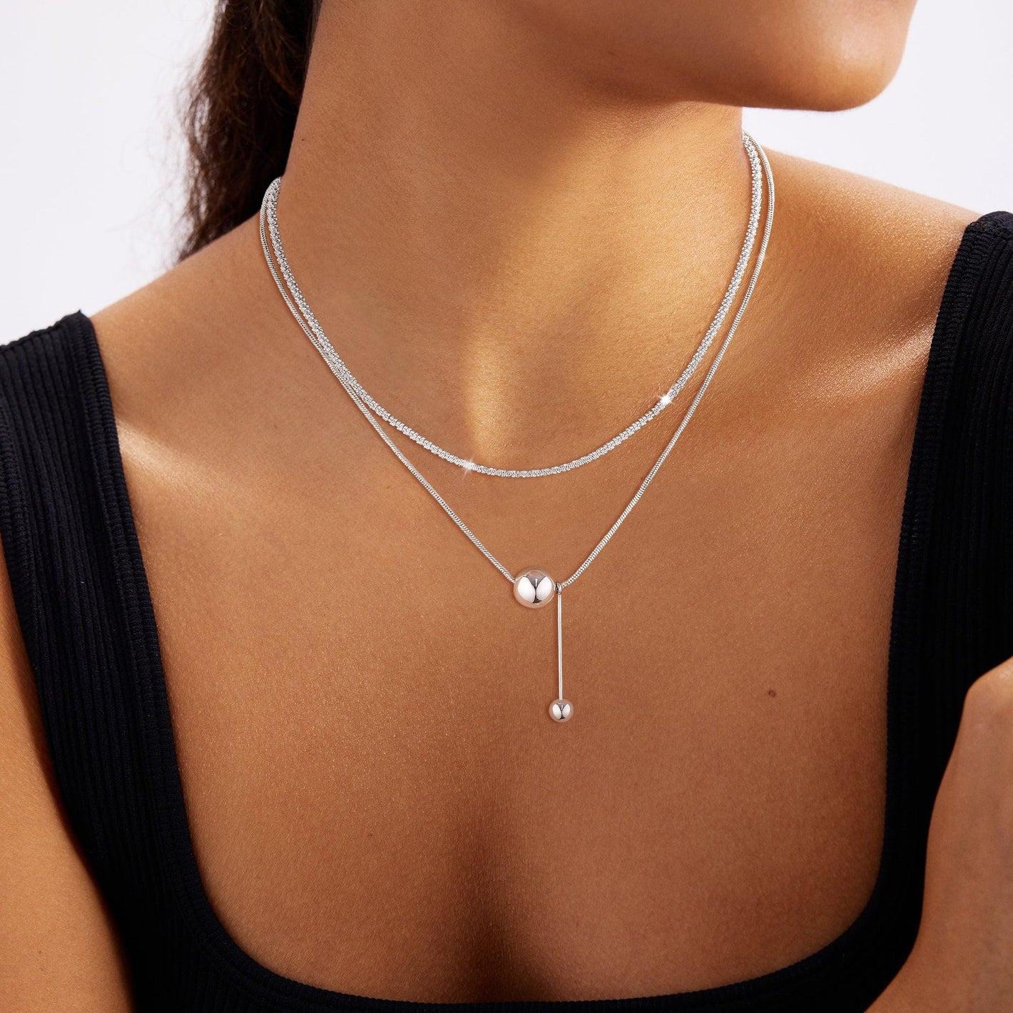 Stainless Steel Female Pendant Necklace with Y-Shaped Geometry for United States - Women’s Fashion Y-shaped united