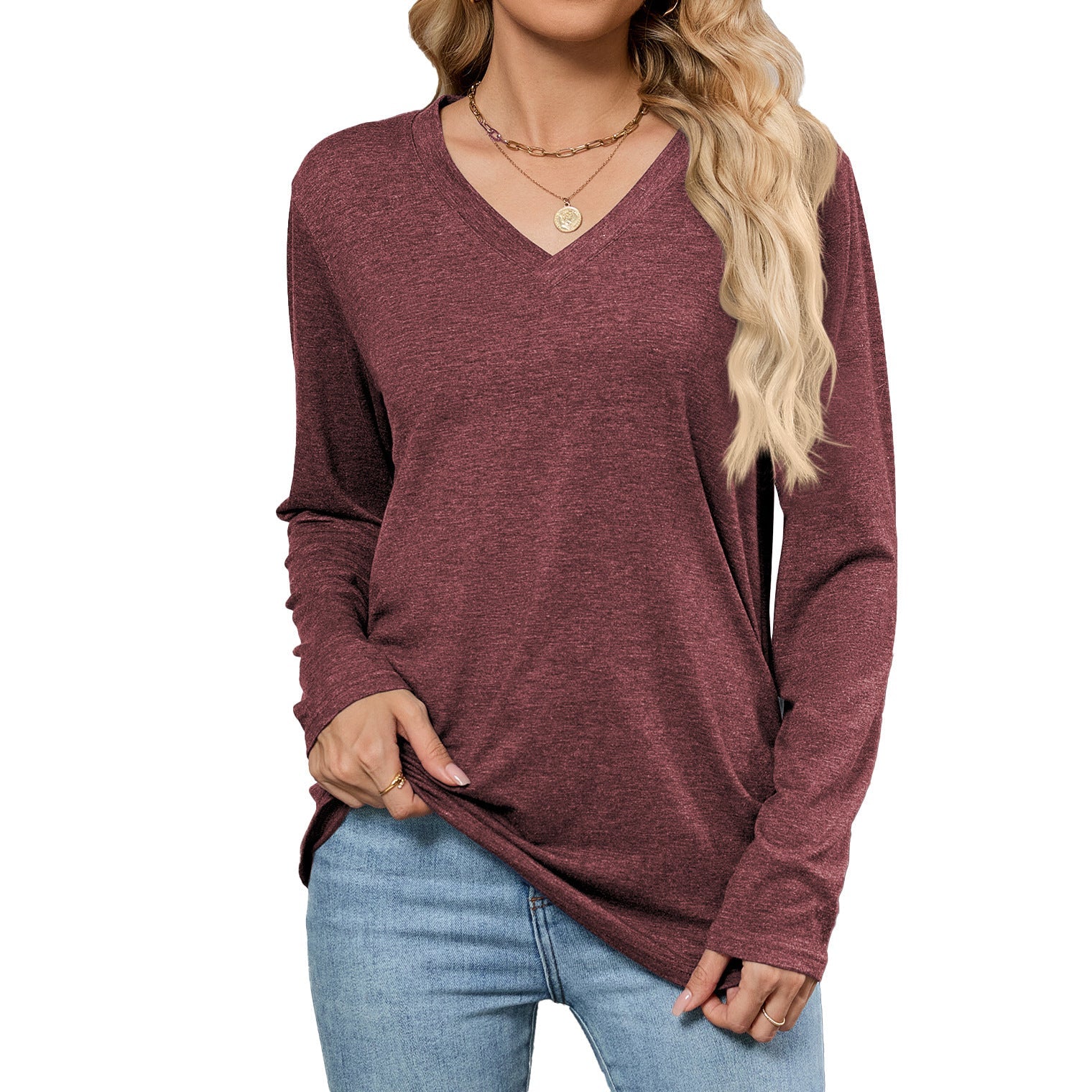 Women’s Folded Pullover Sweater Personalized Colors Casual Workwear S-XXL - Womens