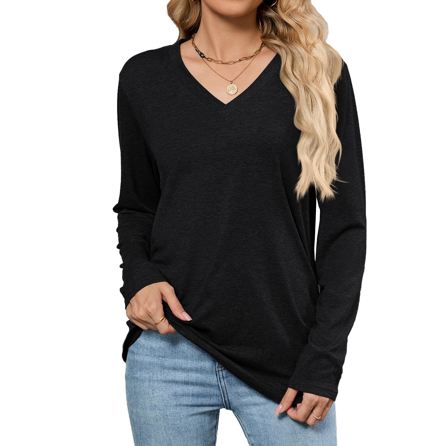 Women’s Folded Pullover Sweater Personalized Colors Casual Workwear S-XXL - Womens