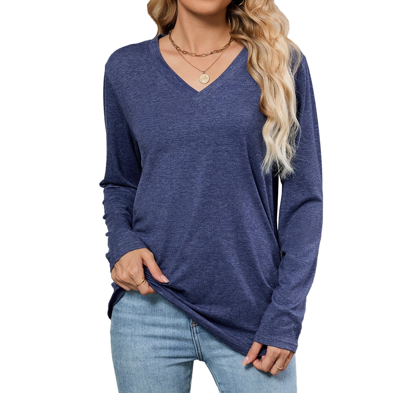 Women’s Folded Pullover Sweater Personalized Colors Casual Workwear S-XXL - Womens