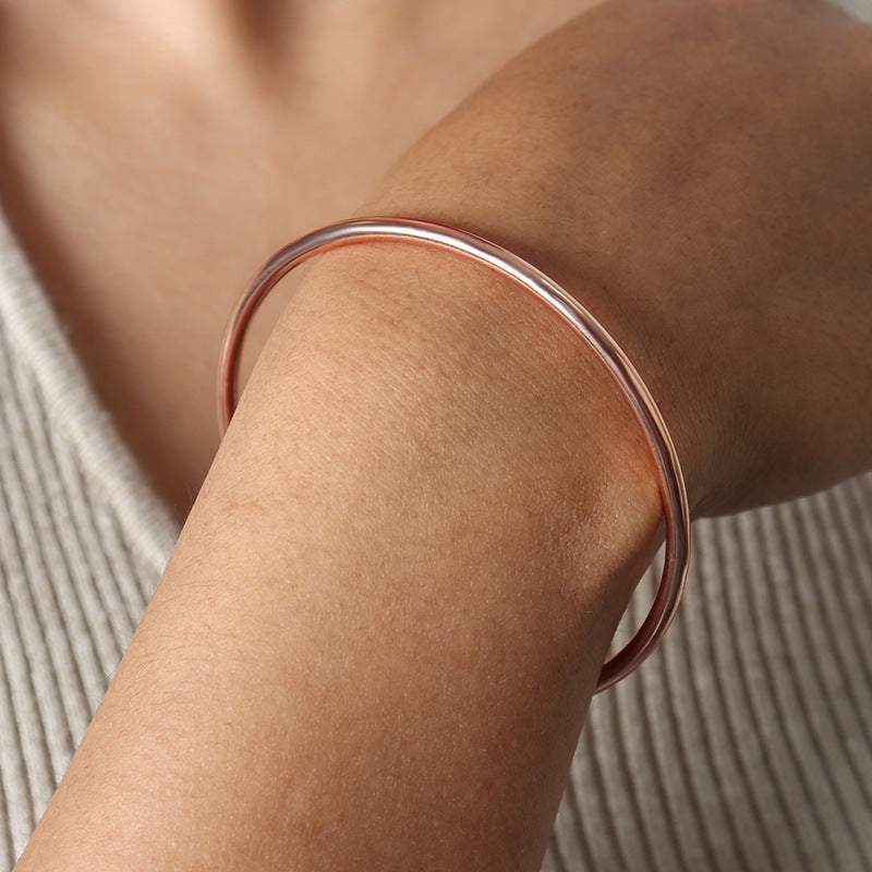 Women’s French Colorless Retro Plain Ring Bracelet - Women’s French Colorless Z119-Rose Gold Bracelet