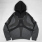 Gray and black hooded sweatshirt with straps from Womens Geometric Pattern Loose Fit Dark Gray Polyester Shirt collection