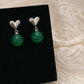 Women’s Green Chalcedony Love Heart Stud Earrings Simple - Love Heart Studs That Make Your Ears Giggle