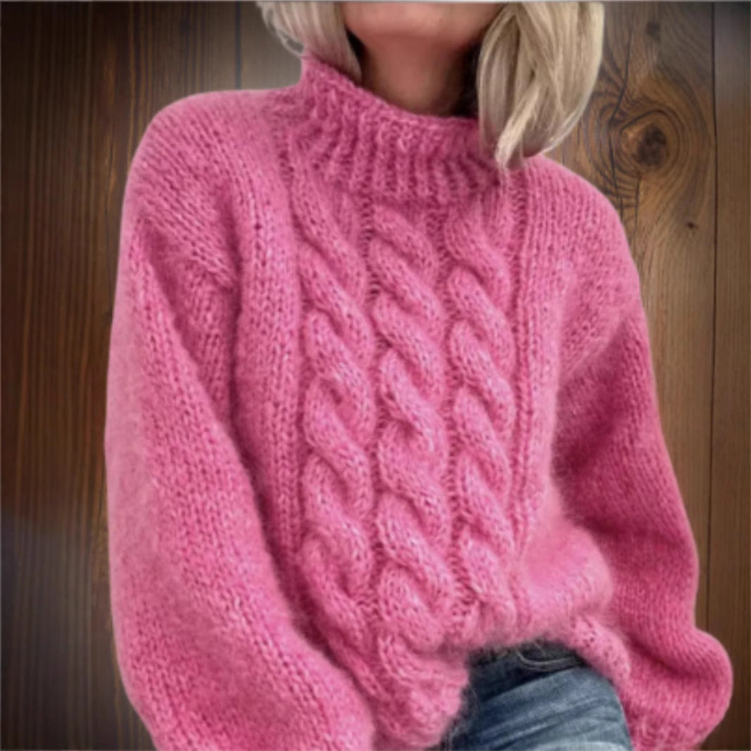 Womens Jacquard Knit Pullover Sweater Multicolor Casual Loose Fit Top Plus Size - Teleplus