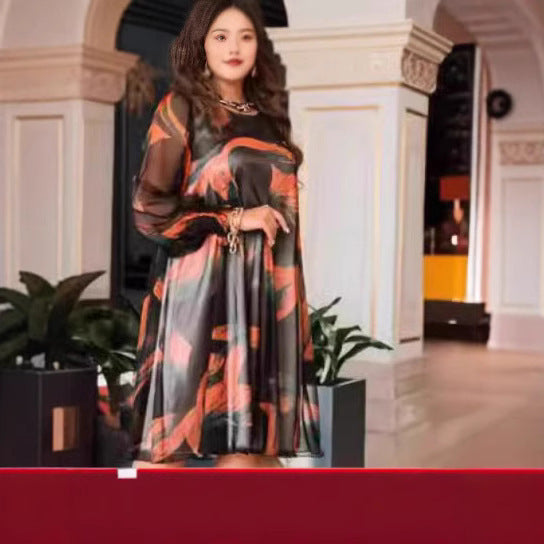 Women’s Long Sleeve Maxi Pullover Dress Plus Size Casual Skirt Polyester - Teleplus