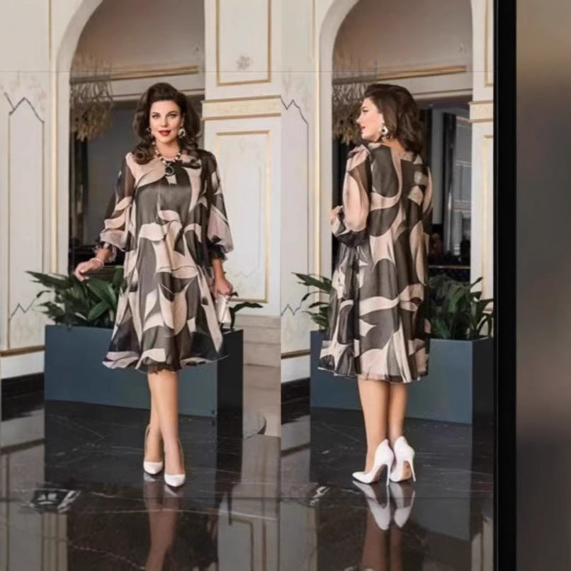 Women’s Long Sleeve Maxi Pullover Dress Plus Size Casual Skirt Polyester - Teleplus