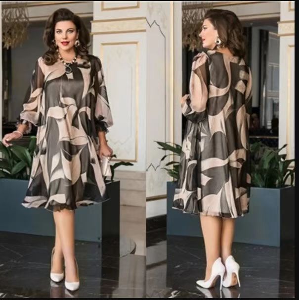 Women’s Long Sleeve Maxi Pullover Dress Plus Size Casual Skirt Polyester - Teleplus