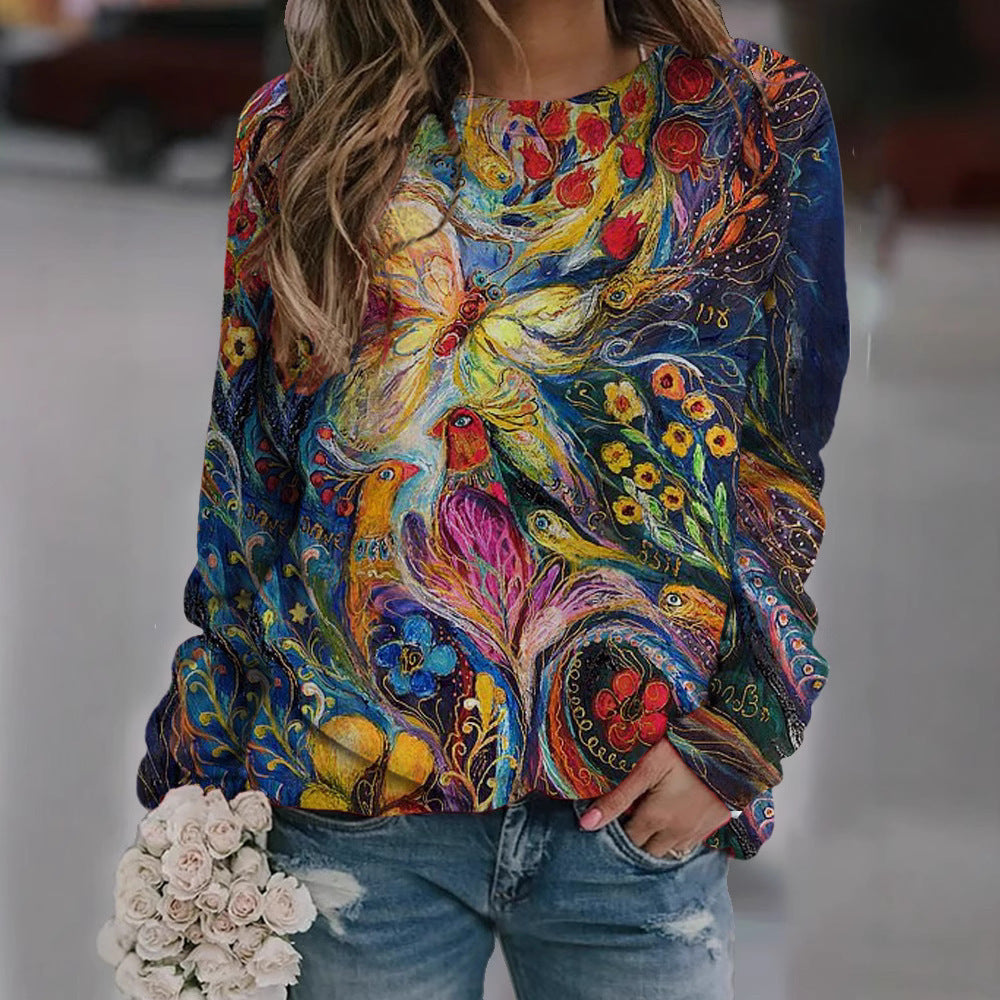 Womens Long Sleeve Pullover Sweatshirt Polyester Top Casual Loose Fit - Women Teleplus long sleeve