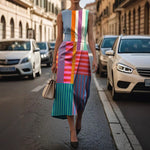 Women’s Midi Skirt Dress with Short Sleeves and Polyester Fabric - Teleplus Womens Sleeve Fabrics