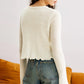 Women’s Petal Sleeve Pullover Long Acrylic Sweater White S-XL - Teleplus Womens pullover sleeve
