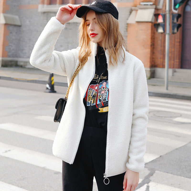 Women’s Polar Fleece Jacket Long Sleeve Solid Color Cozy Polyester Pullover - Teleplus Womens polar fleece