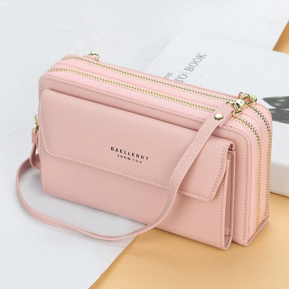 Women’s PU Leather Crossbody Bag with Zipper Closure and Soft Finish - Teleplus