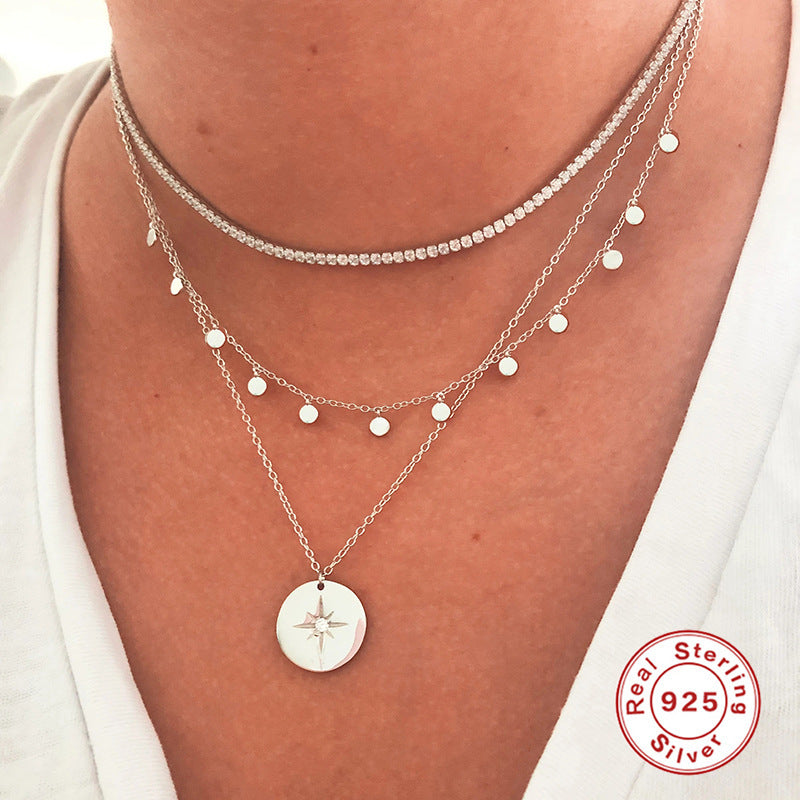 Women’s Round Octagonal Star Diamond Necklace - Sparkle Like a Star with Our Quirky Necklace