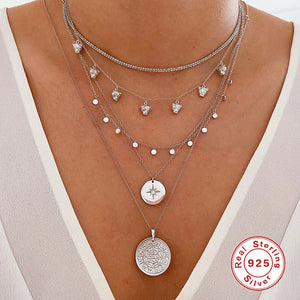 Women’s Round Octagonal Star Diamond Necklace - Sparkle Like a Star with Our Quirky Necklace